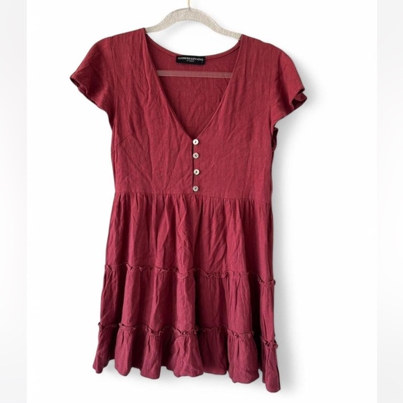 In the Beginning Dresses & Skirts - In the Beginning - Burgandy/Red dress with front bottoms and side zipper